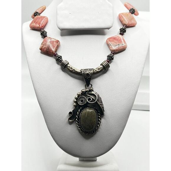 Rare Antique. Fine Sterling Silver .950 Tribal Ethnic Necklace & Owl Pendant - Picture 15 of 16